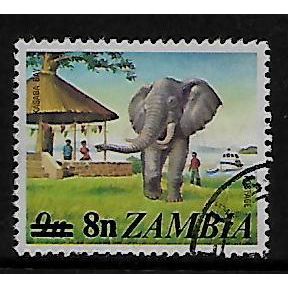 ZAMBIA 1979 8N on 9N AFRICAN ELEPHANT SG 279 FINE USED