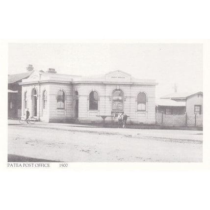 Patea Post Office Taranaki in 1900 Bicycle Outside New Zealand Postcard