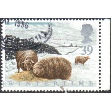 1992 Four Seasons, Wintertime, 39p Welsh Mountain Sheep Fine Used.