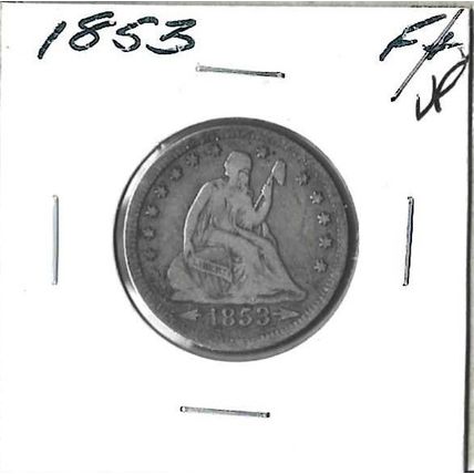 1853 US Seated Liberty Quarter F/VF