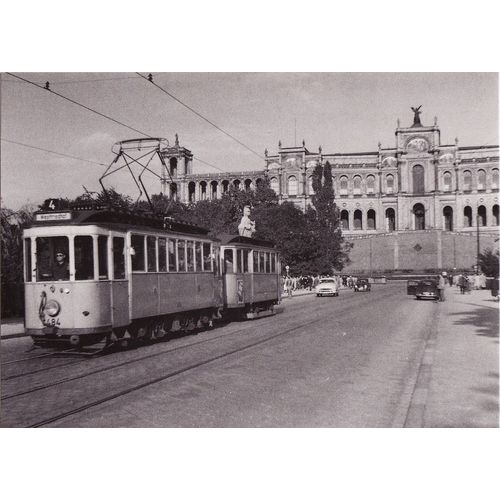 German Tram Postcard Munich Bogie Car 484 Tramcar Maximilianeum Germany Tramway