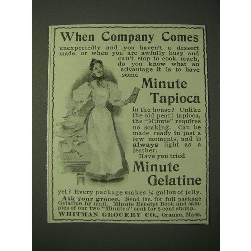 1900 Minute Tapioca and Minute Gelatine Ad - When company comes