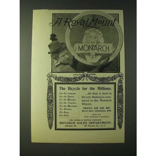1900 Monarch Bicycles Ad - A Royal Mount