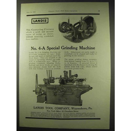 1922 Landis No. 4-A Special Grinding Machine Ad