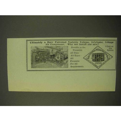 1922 Bury Universal Variable Volume Air Compressor Ad