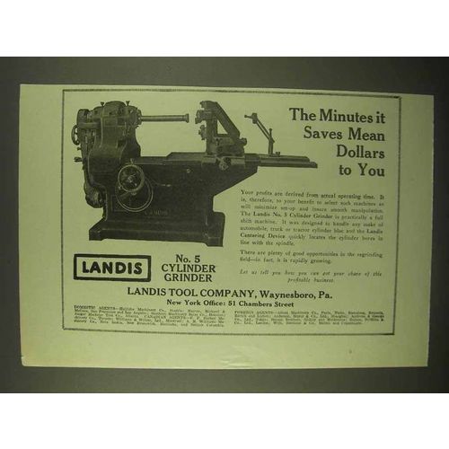 1922 Landis No. 5 Cylinder Grinder Ad - It Saves