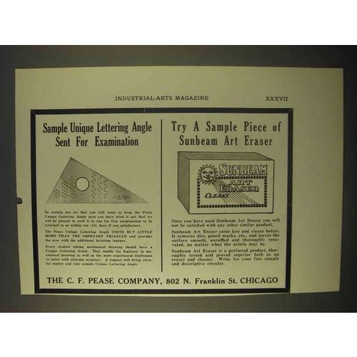 1922 C.F. Pease Lettering Angle, Sunbeam Art Eraser Ad