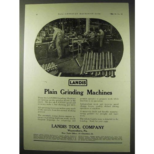 1922 Landis Plain Grinding Machines Ad