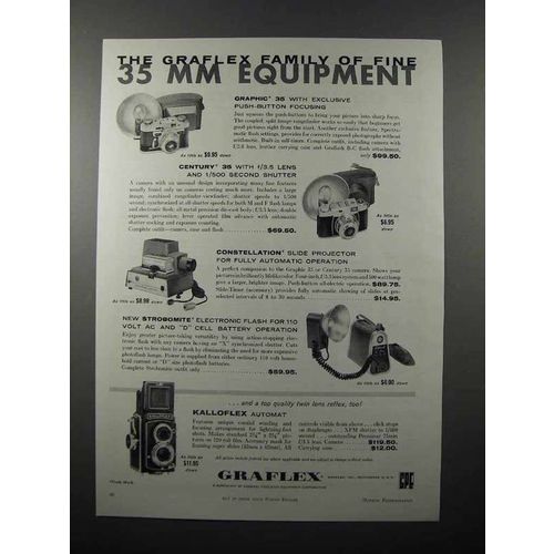 1958 Graflex Graphic 35, Century 35 Camera Ad - The Graflex Family