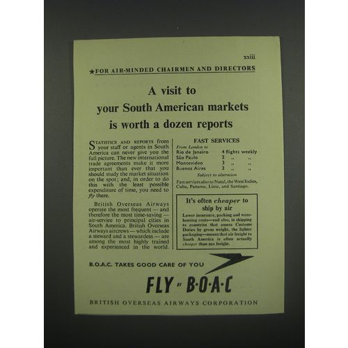 1949 BOAC British Overseas Airways Corporation Ad - A visit to your markets