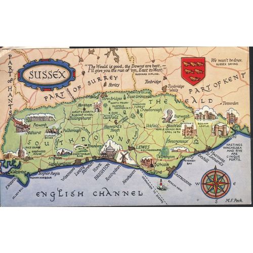 Vintage GB PC 1963 - Sussex and Surroundings Map