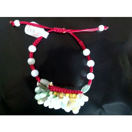 Bohemian Styled Jade & Red Lace Adjustable Bracelet RET £48 Brand New