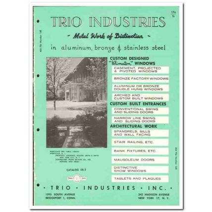 Trio Industries Inc 1958 vintage windows catalog metal work klimaton