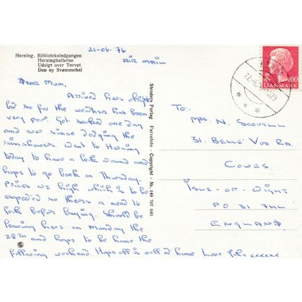 Herning Multiview Denmark Postcard 1976 used VGC