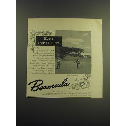 1949 Bermuda Tourism Advertisement - Here you'll live