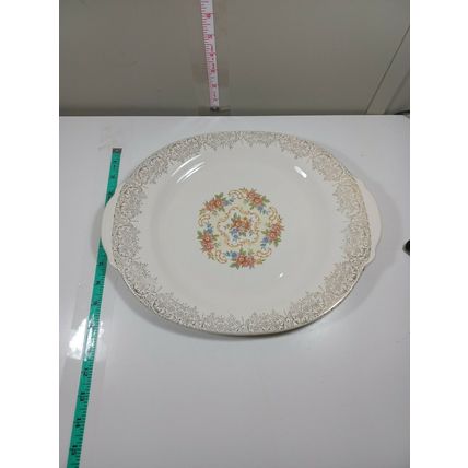 13 x 11 candle light american limoges rose bowe 22 k gold platter (A22)