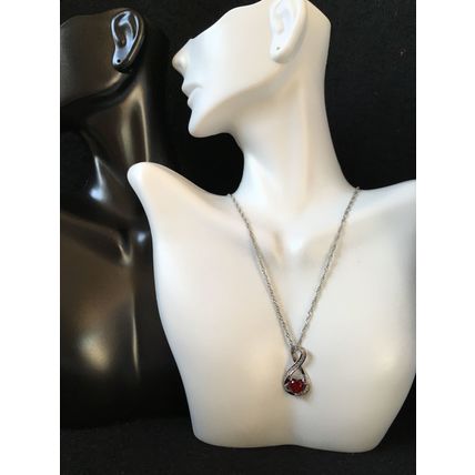 Necklace Heart Shape Red Ruby Infinity Necklace #167 USA Seller