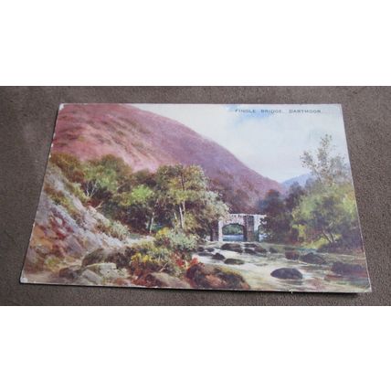 1940 fr Postcard - Fingle Bridge, Dartmoor -Devon - Artist Brian Gerald