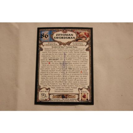 Zittonian Swordsman 1993 Merlin Battle Cards NO. 86