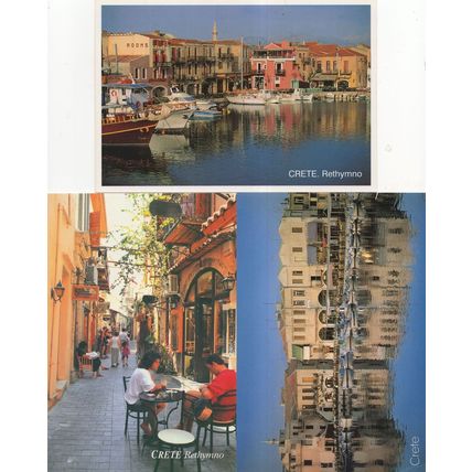 Crete Krete Rethymno Restaurant Cafe Boats 3x Postcard s