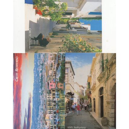 Crete Krete Rethymno Bicycle Side Streets Cafe Dusk 3x Postcard s