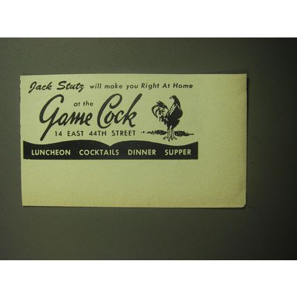 1958 The Game Cock Restaurant Ad - Jack Stutz will make you Right at Home