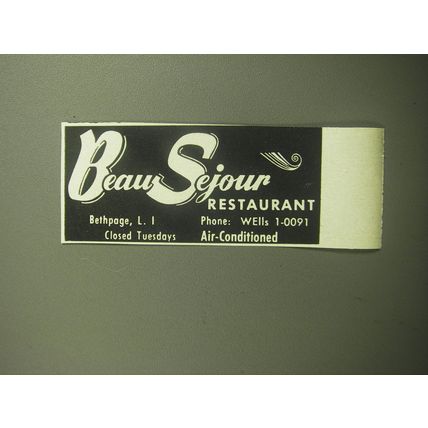 1958 Beau Sejour Restaurant Advertisement