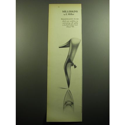 1958 I. Miller Millerkins Shoes Ad - Walking-suit Pump Shoes