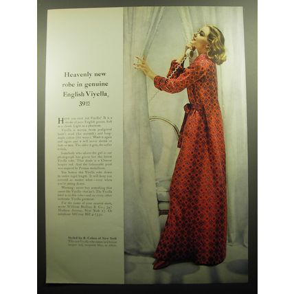 1958 Viyella Robe Ad - Heavenly new robe in genuine English Viyella