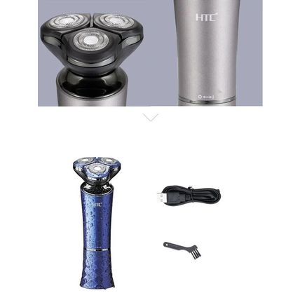 HTC Mens Shaver Tripple Head Washable Stainless Steel Blade Shave USB Charging