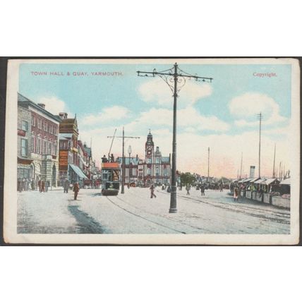 Town Hall & Quay, Yarmouth, c.1905 - GD&DL Postcard
