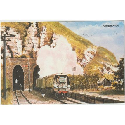 Golden Arrow Steam Train Postcard (QT070)