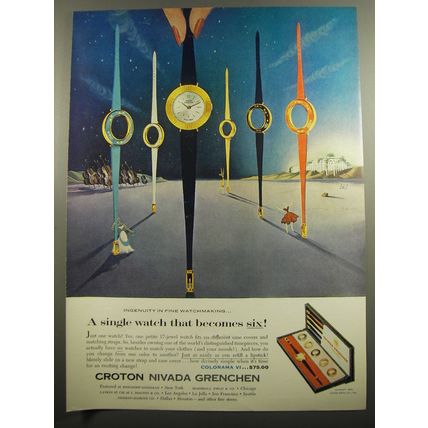 1960 Croton Colorama VI Watches Ad - A single watch that becomes six!