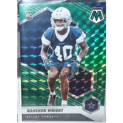 2021 Panini Mosaic NAHSHON WRIGHT (Dallas Cowboys) Green Rookie Card #349
