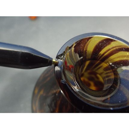 VINTAGE 7" GLASS TORTOISE SHELL PERFUME BOTTLE GLASS STOPPER & DAUBER