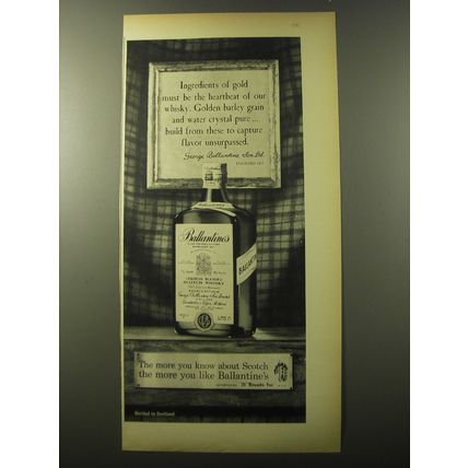1960 Ballantine's Scotch Ad - Ingredients of gold must be the heartbeat