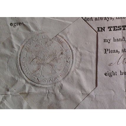 1828 Warren County Ohio original Marriage License, with seal. David W. van Dyke