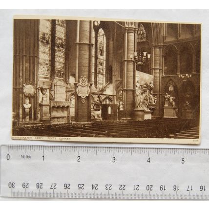 vintage postcard Westminster Abbey, Poets Corner