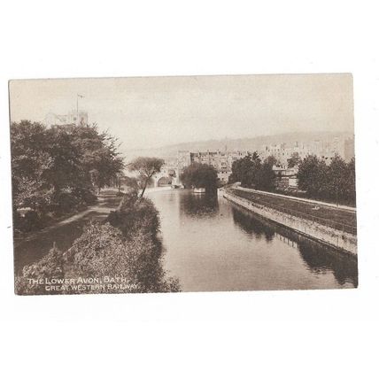 The Lower Avon, Bath, Somerset, Great Western Railway Postcard.