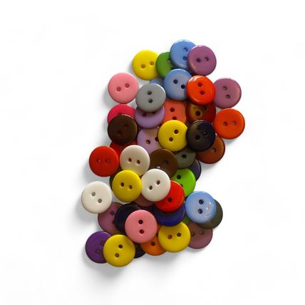 100Pcs 12mm Mixed Buttons Many Colours Flatback 2 Hole Resin Crafts Scrapbook