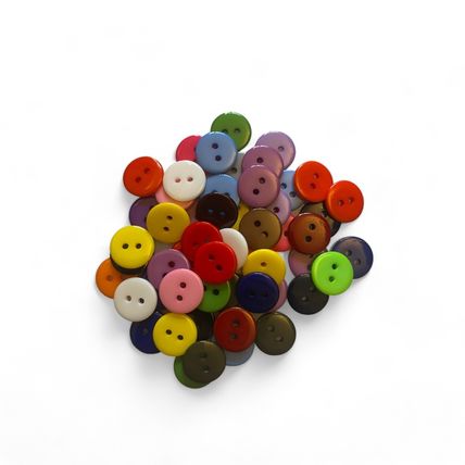 100Pcs 12mm Mixed Buttons Many Colours Flatback 2 Hole Resin Crafts Scrapbook