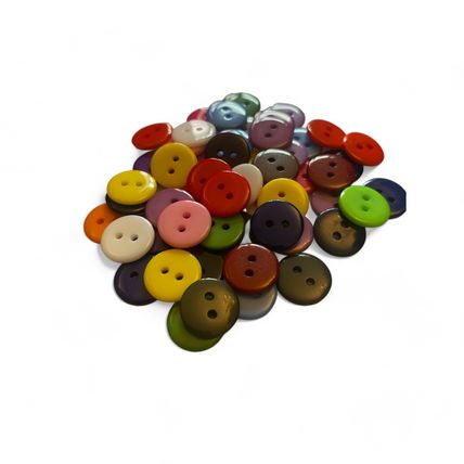 100Pcs 12mm Mixed Buttons Many Colours Flatback 2 Hole Resin Crafts Scrapbook