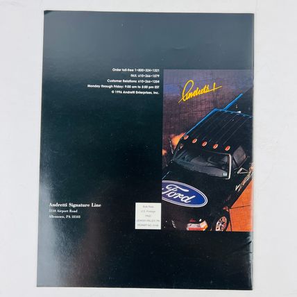 Andretti Racing Signature Line 1996 Official Merchandise Catalogue