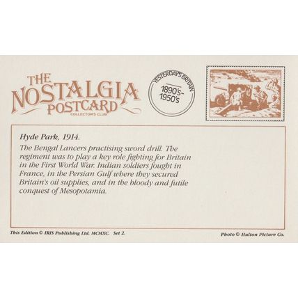 Postcard WW1 Bengal Lancers Hyde Park London 1914 - Nostalgia