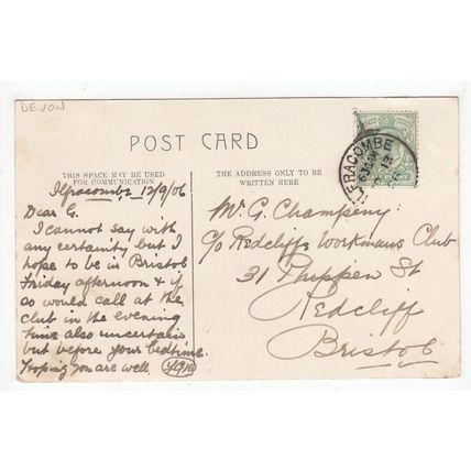 Robert Martin on Horse Ilfracombe Town Crier Postcard 1906 Devon