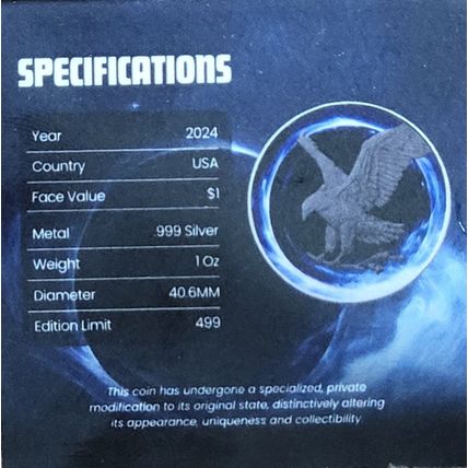 1 Oz Silver Collectible 2024 U.S. Eagle Star Privy Black Hole# 23 Of 499
