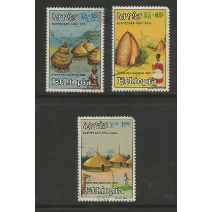 Ethiopia 1093-1095, 1984 Traditional Houses, VF, Used (ETH202)