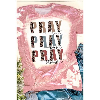 Pink PRAY Graphic Tie Dye Tee