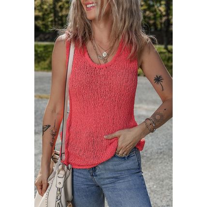 Flamingo Textured Knit U Neck Slim Fit Sweater Vest