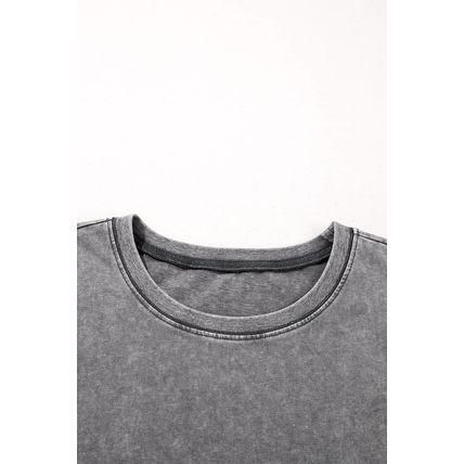 Philippine Gray Mineral Wash Half Sleeve Boyfriend Vintage T Shirt